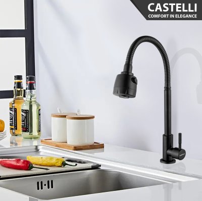 Keran Dapur Castelli Kran Cuci Piring Single Handle Flexible Sink Tap 1495390 1495391