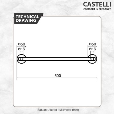 Gantungan Handuk Castelli Gantungan Handuk Kamar Mandi Single Towel Bar - 1195660