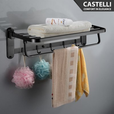 Gantungan Handuk Multifungsi Castelli Rak Handuk Lipat Movable Towel Shelf Black - 1405676