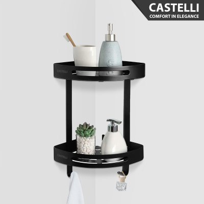 Rak Dinding Sudut Serbaguna Castelli Double Basket Elegant Matte Black - 1405615