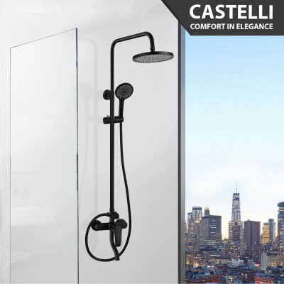 Rain Shower Castelli Single Handle Rain Shower Mixer Set Elegan Black Series - 1186579