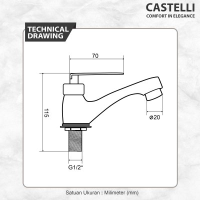 Keran Wastafel Castelli Basin Cold Tap - 1445365