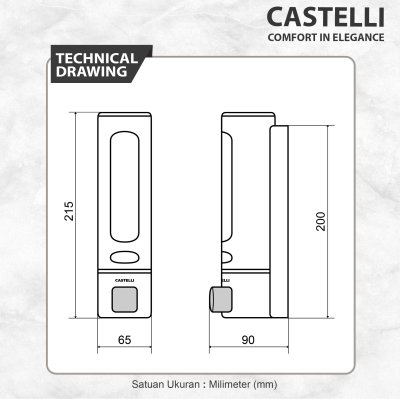 CASTELLI 1376770-BL Dispenser Sabun Cair Tempat Sabun Cair Single Soap Dispenser