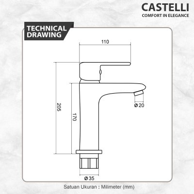 Keran Wastafel Castelli Single Handle Basin Mixer - 1496581