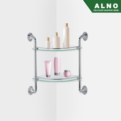 Rak Kamar Mandi 2 Tingkat ALNO Ambalan Kamar Mandi Double Glass Shelf - 1206737-ZC