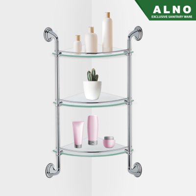 Rak Kamar Mandi 3 Tingkat ALNO Ambalan Kamar Mandi Triplex Glass Shelf - 1206738-ZC