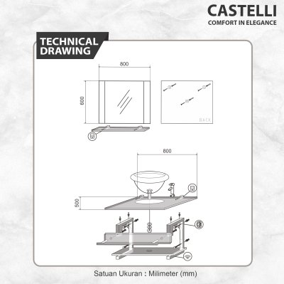 Glass Basin 1 Set Castelli Tempat Wastafel 1 Set Dengan Kaca - 1040534