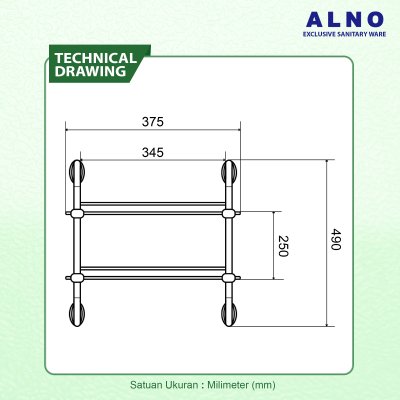 Rak Kamar Mandi 2 Tingkat ALNO Ambalan Kamar Mandi Double Glass Shelf - 1206737-ZC