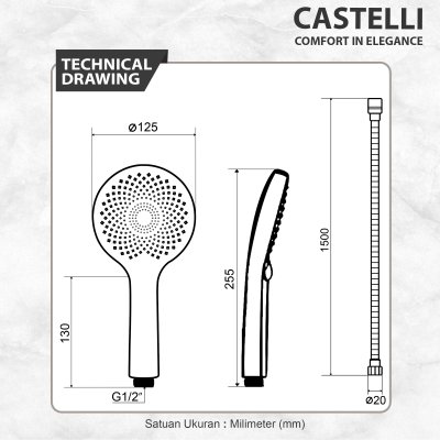 Rain Shower Castelli Single Handle Rain Shower Mixer Set Elegan Black Series - 1186579