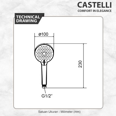 Paket Bundling CASTELLI Kran Dinding 2 Cabang 1475399-BS + Shower Bar 1 Set 1456048