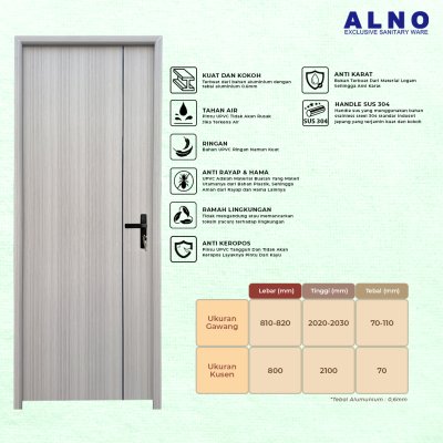 Pintu Kamar Mandi Alno Pintu Toilet UPVC LIGHT OAK WOOD - 237PU08