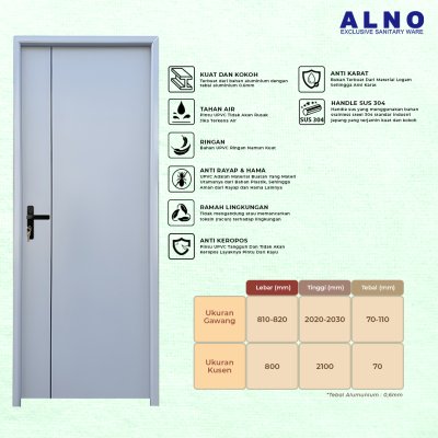 Pintu Kamar Mandi Alno Pintu Toilet UPVC Gray - 237PU07