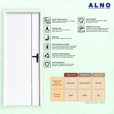 Pintu Kamar Mandi Alno Pintu Toilet UPVC White - 237PU06