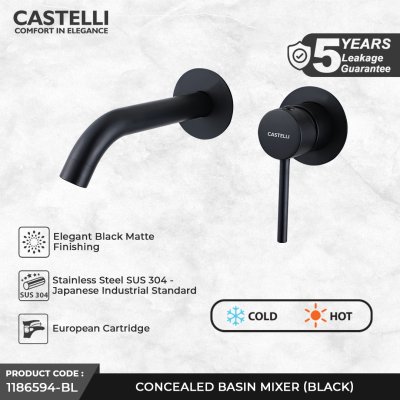 Concealed Basin Mixer Castelli Kran Wastafel Tanam Dinding Panas Dingin - 1186594