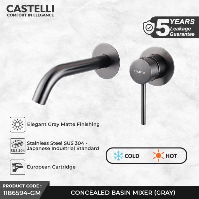 Concealed Basin Mixer Castelli Kran Wastafel Tanam Dinding Panas Dingin - 1186594