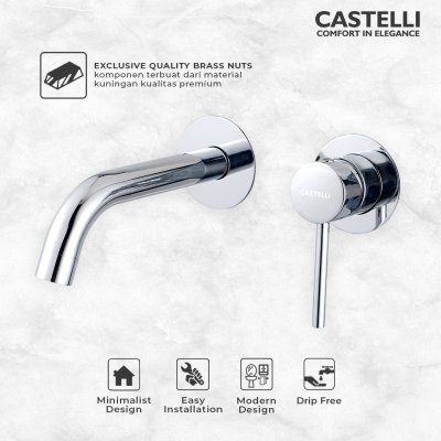 Concealed Basin Mixer Castelli Kran Wastafel Tanam Dinding Panas Dingin - 1186594