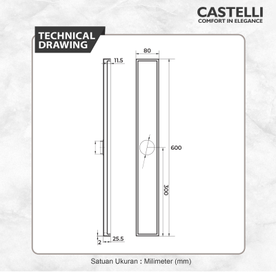 Long Floor Drain Castelli Saringan Pembuangan Air Kamar Mandi - 1515142-SA