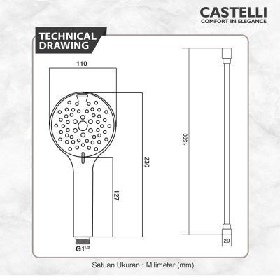 Hand Shower Castelli 1 Set Paket Hand Shower - 1456067-CR