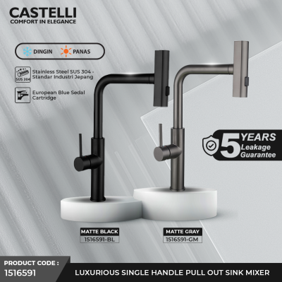 Keran Dapur Castelli Kran Tarik Luxurious Single Handle Pull Out - 1516591