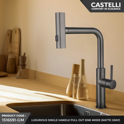 Keran Dapur Castelli Kran Tarik Luxurious Single Handle Pull Out - 1516591