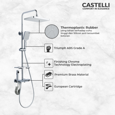 Rain Shower Castelli Single Handle Mixer Piano Rain Shower Set - 1516593-CR