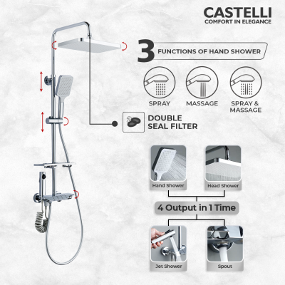 Rain Shower Castelli Single Handle Mixer Piano Rain Shower Set - 1516593-CR
