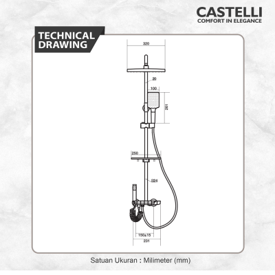 Rain Shower Castelli Single Handle Mixer Piano Rain Shower Set - 1516593-CR