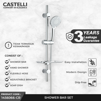 Shower Bar Castelli Shower Bar 1 Set Dengan 3 Fungsi Hand Shower - 1456066-CR