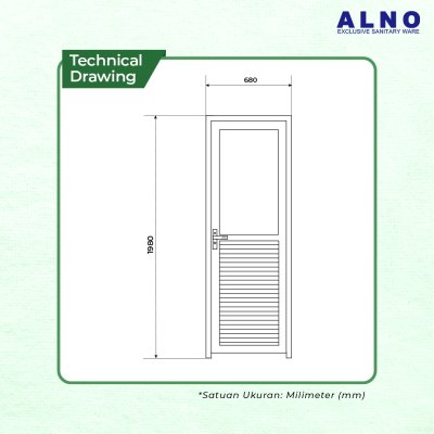 Pintu Kamar Mandi Alno Pintu Toilet Alumunium White - 237PA21