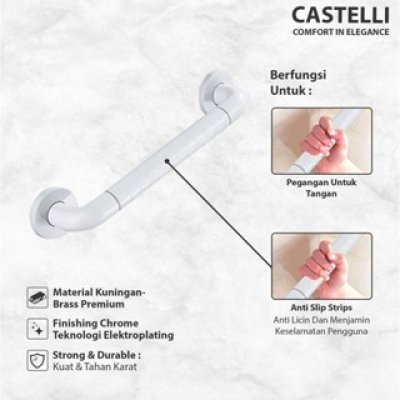 Pegangan Kamar Mandi Castelli Grab Bar Bentuk Lurus Anti Slip - 1255655
