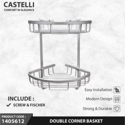 Rak Dinding Sudut Serbaguna Castelli Single Double Corner Basket 1405612 1405613