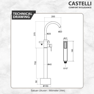 Standing Bath Castelli Shower Mixer - 1186580