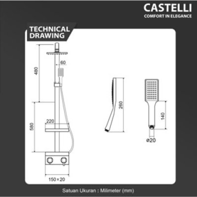 Rain Shower Castelli Single Handle Rain Shower Mixer Set - 1276033