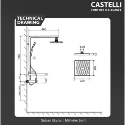 Rain Shower Castelli Single Handle Rain Shower Mixer Set - 1276033