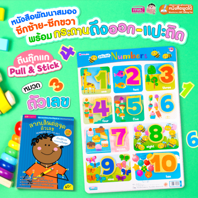 หนังสือเสริมพัฒนาสมองซีกซ้าย-ซีกขวา พร้อมกระดานดึงออก-แปะติด ตีนตุ๊กแก Pull  & Stick : ตัวเลข
