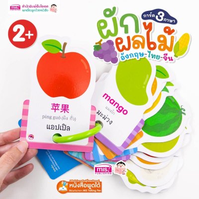 การ์ด 3 ภาษา : ผัก ผลไม้ (ไดคัทใส่ห่วง)
