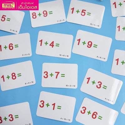 แฟลชการ์ดโจทย์คณิตศาสตร์พร้อมเฉลย Write & Wipe การบวก การลบ การคูณ การหาร และฝึกบอกเวลา