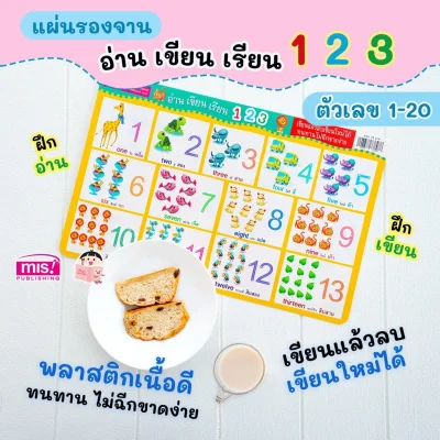 โปสเตอร์แผ่นรองจาน อ่าน เขียน เรียน 123