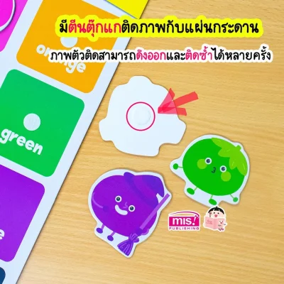 หนังสือเสริมพัฒนาสมองซีกซ้าย-ซีกขวา พร้อมกระดานดึงออก-แปะติด ตีนตุ๊กแก Pull  & Stick : เรียนรู้สี