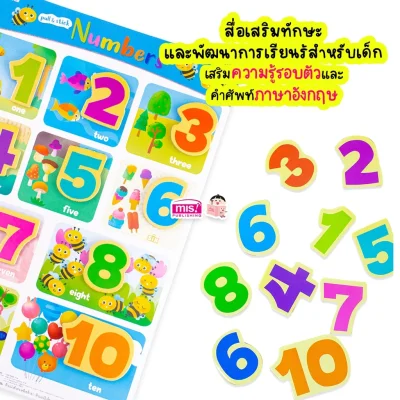 หนังสือเสริมพัฒนาสมองซีกซ้าย-ซีกขวา พร้อมกระดานดึงออก-แปะติด ตีนตุ๊กแก Pull  & Stick : ตัวเลข