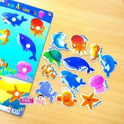 หนังสือเสริมพัฒนาสมองซีกซ้าย-ซีกขวา พร้อมกระดานดึงออก-แปะติด ตีนตุ๊กแก Pull  & Stick : สัตว์ทะเล