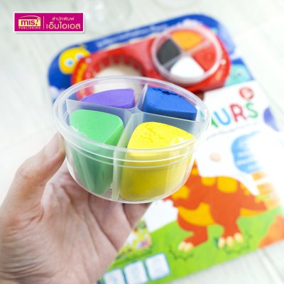 หนังสือผจญภัยในโลกไดโนเสาร์ พร้อมสมุดภาพและดินเบาปั้นแปะ Dinosaurs : ภาพไดโนเสาร์และผองเพื่อน 8 ฉาก 11 ตัว ดินเบา 8 สี