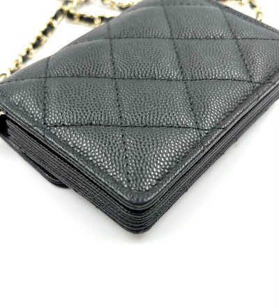 Card Holder With Chain Black Caviar