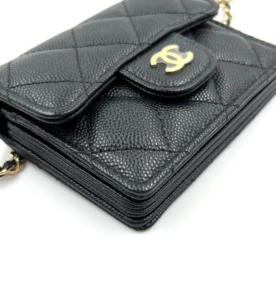 Card Holder With Chain Black Caviar