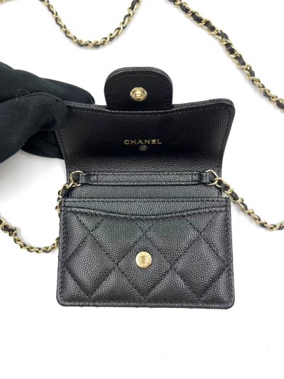 Card Holder With Chain Black Caviar