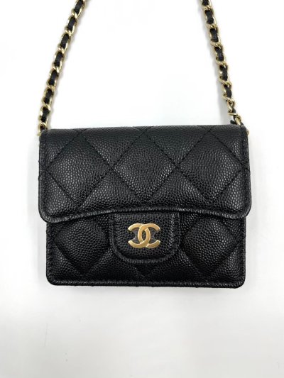 Card Holder With Chain Black Caviar