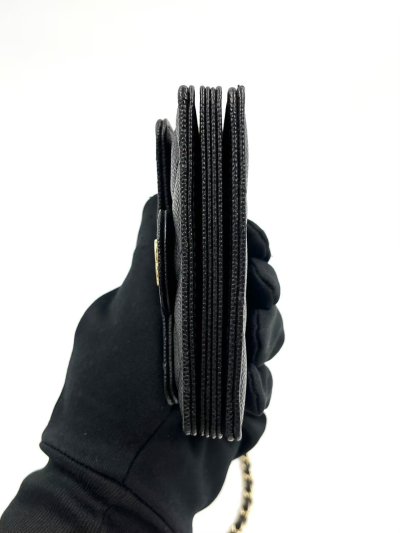 Card Holder With Chain Black Caviar