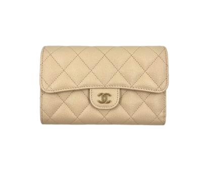 tri-fold medium wallet Beige