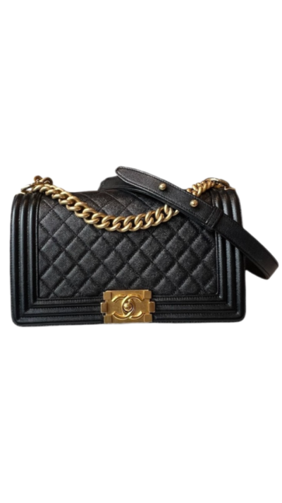 Chanel Boy10 black cavaiar GHW