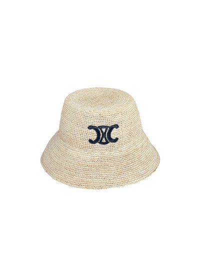 triomphe bucket hat in raffia Natural size L